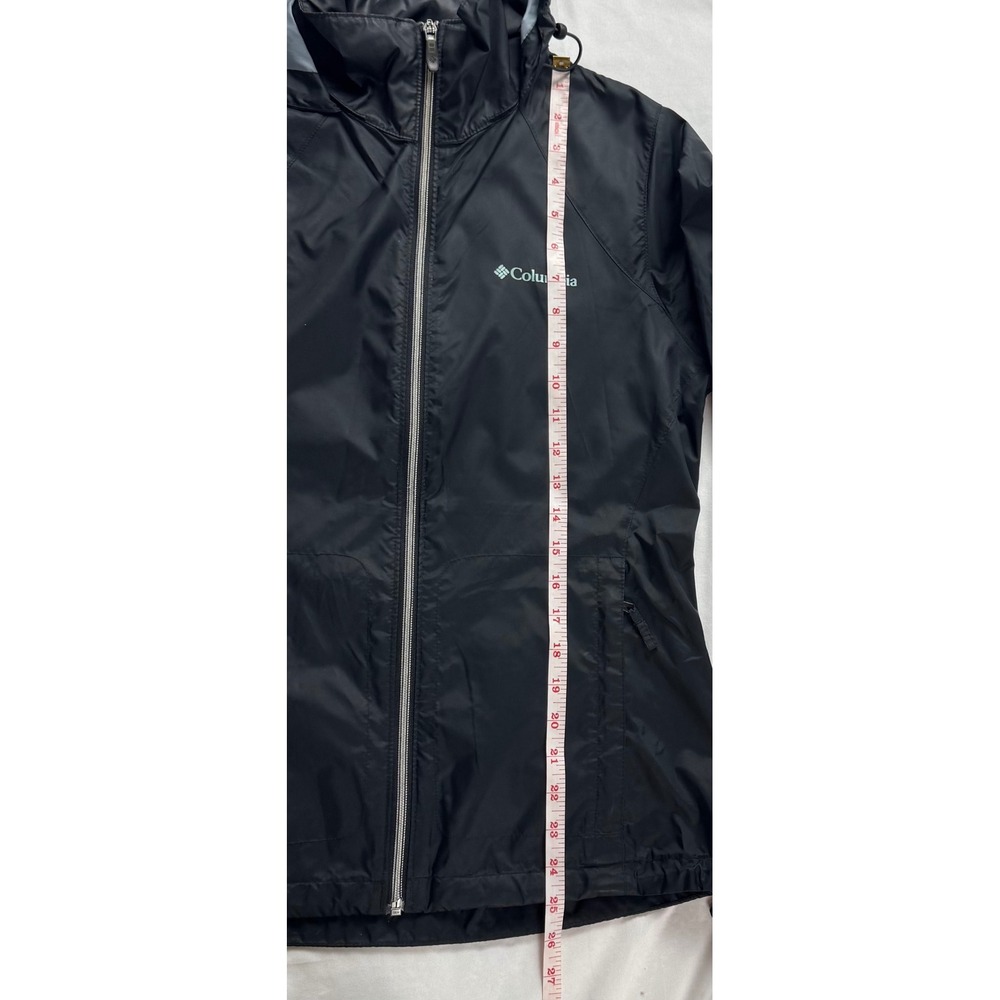 Columbia Womens Black Hooded Windbreaker Jacket Mesh Lined Full Zip Small - Picture 6 of 13